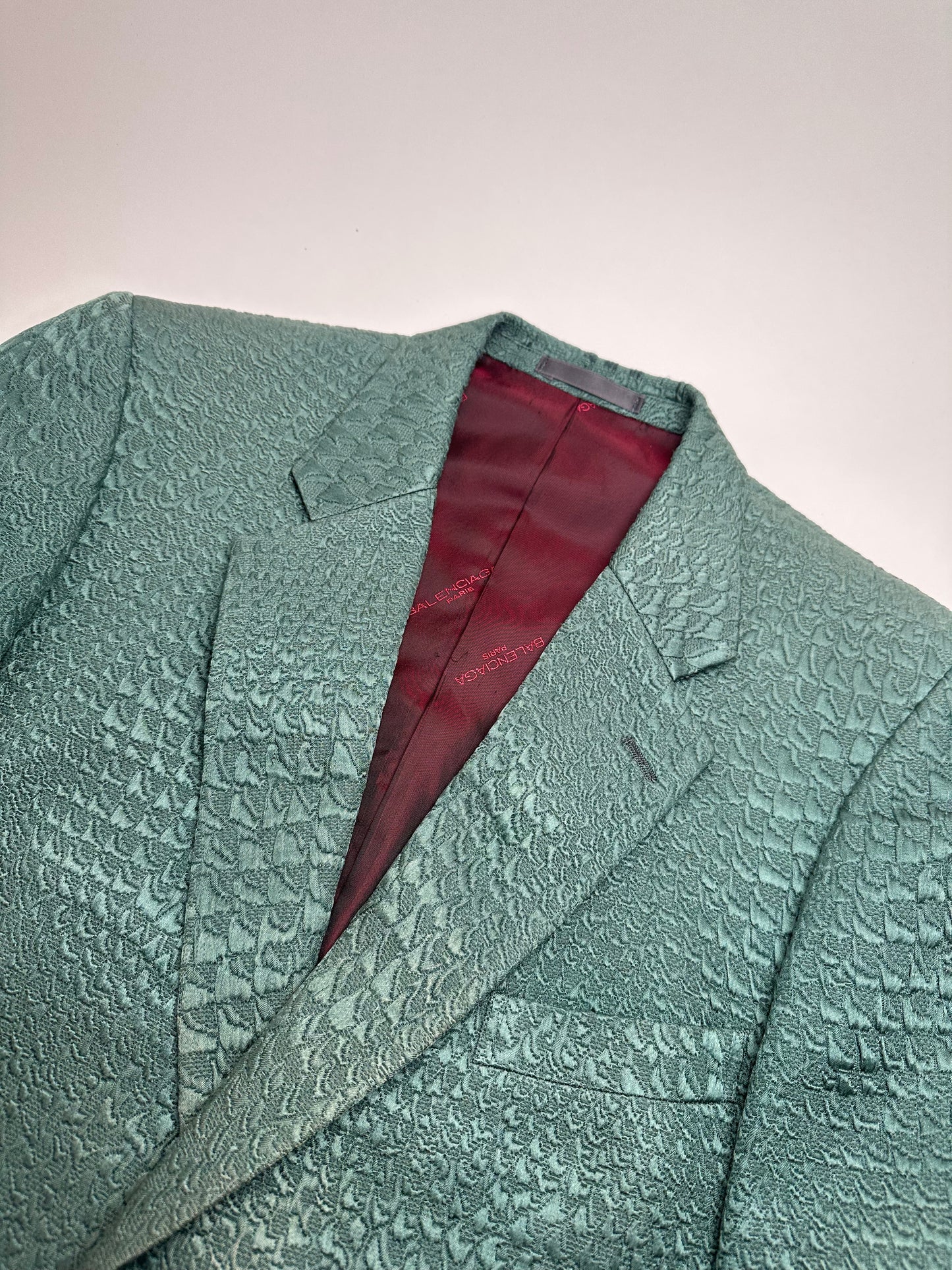 Vintage Balenciaga Teal Textured Alligator Pattern Blazer L