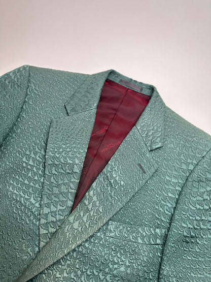 Vintage Balenciaga Teal Textured Alligator Pattern Blazer L
