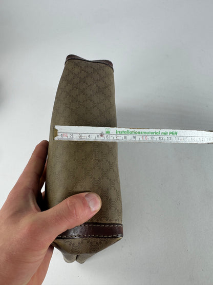 Vintage Celine Paris Monogram Leather Clutch Beige Brown
