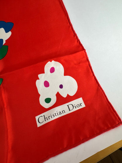 Vintage Dior Silk scarf Red blue white