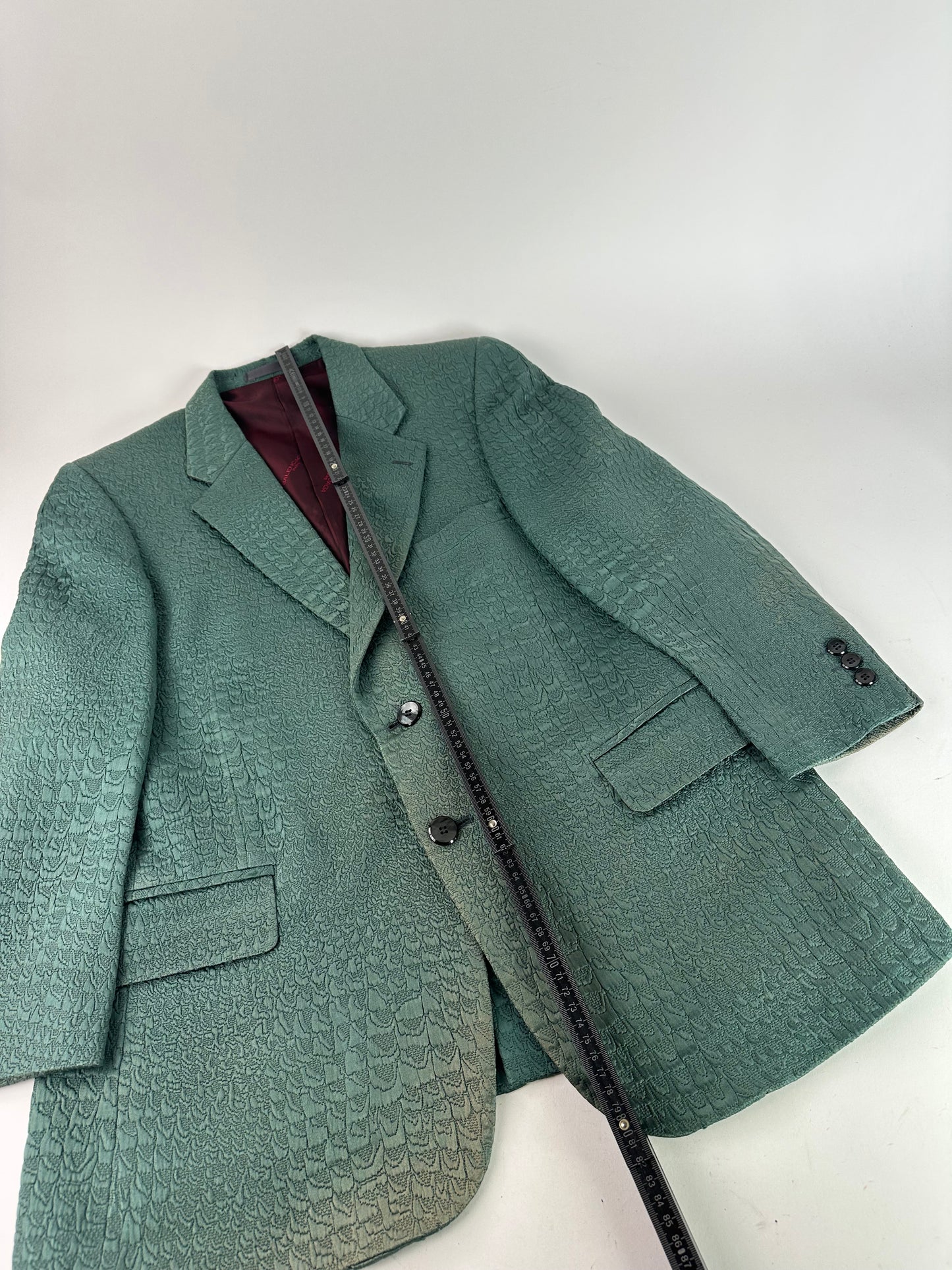 Vintage Balenciaga Teal Textured Alligator Pattern Blazer L