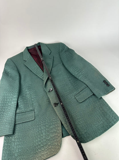 Vintage Balenciaga Teal Textured Alligator Pattern Blazer L