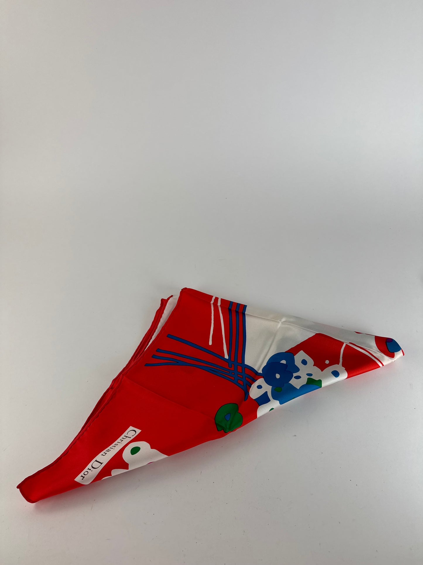 Vintage Dior Silk scarf Red blue white