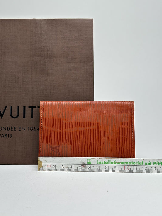 Porte-cartes vintage Louis Vuitton en cuir épi orange