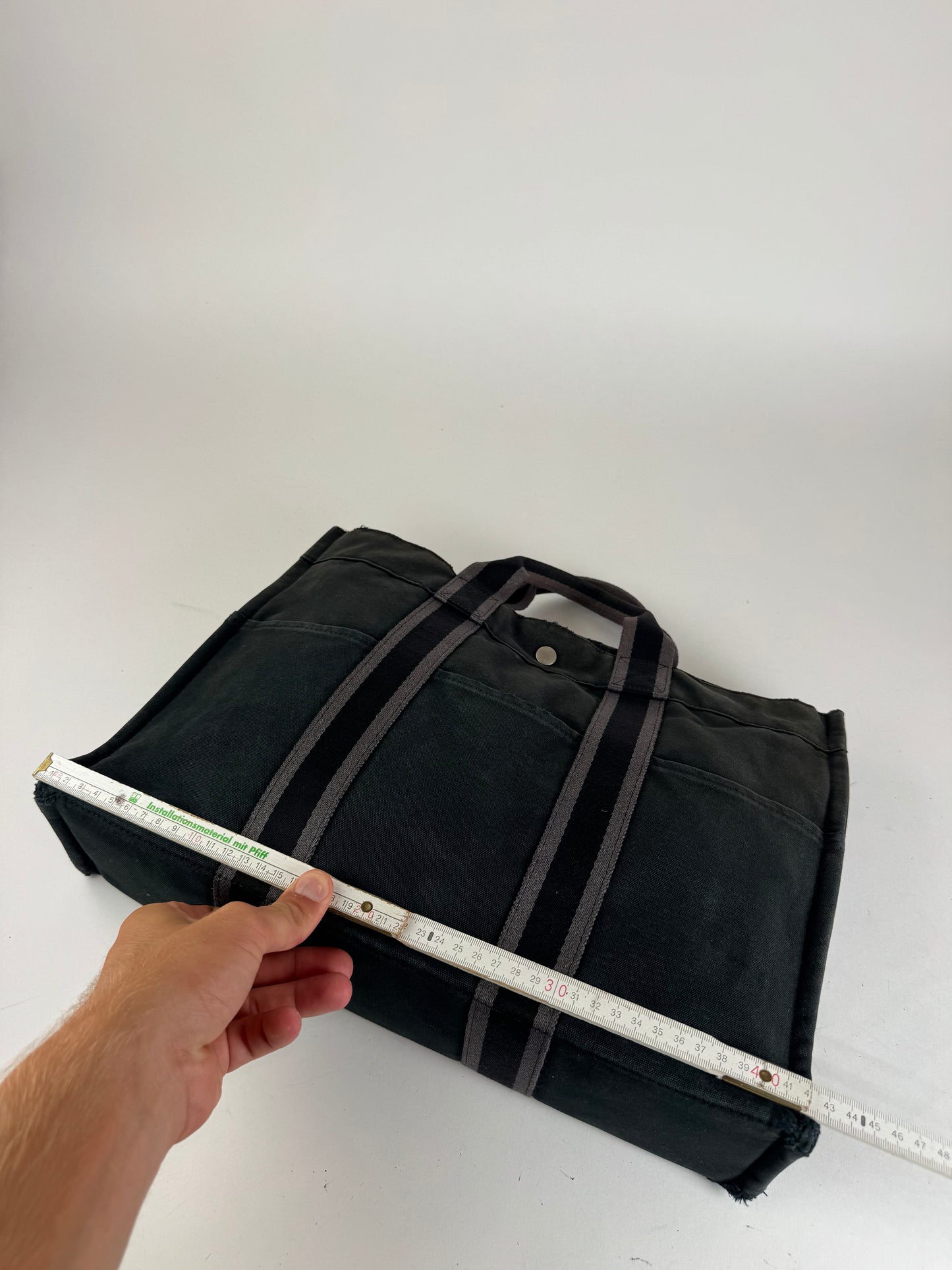 Sac cabas vintage Hermès en toile noire