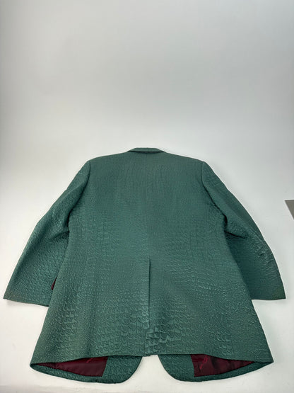 Vintage Balenciaga Teal Textured Alligator Pattern Blazer L