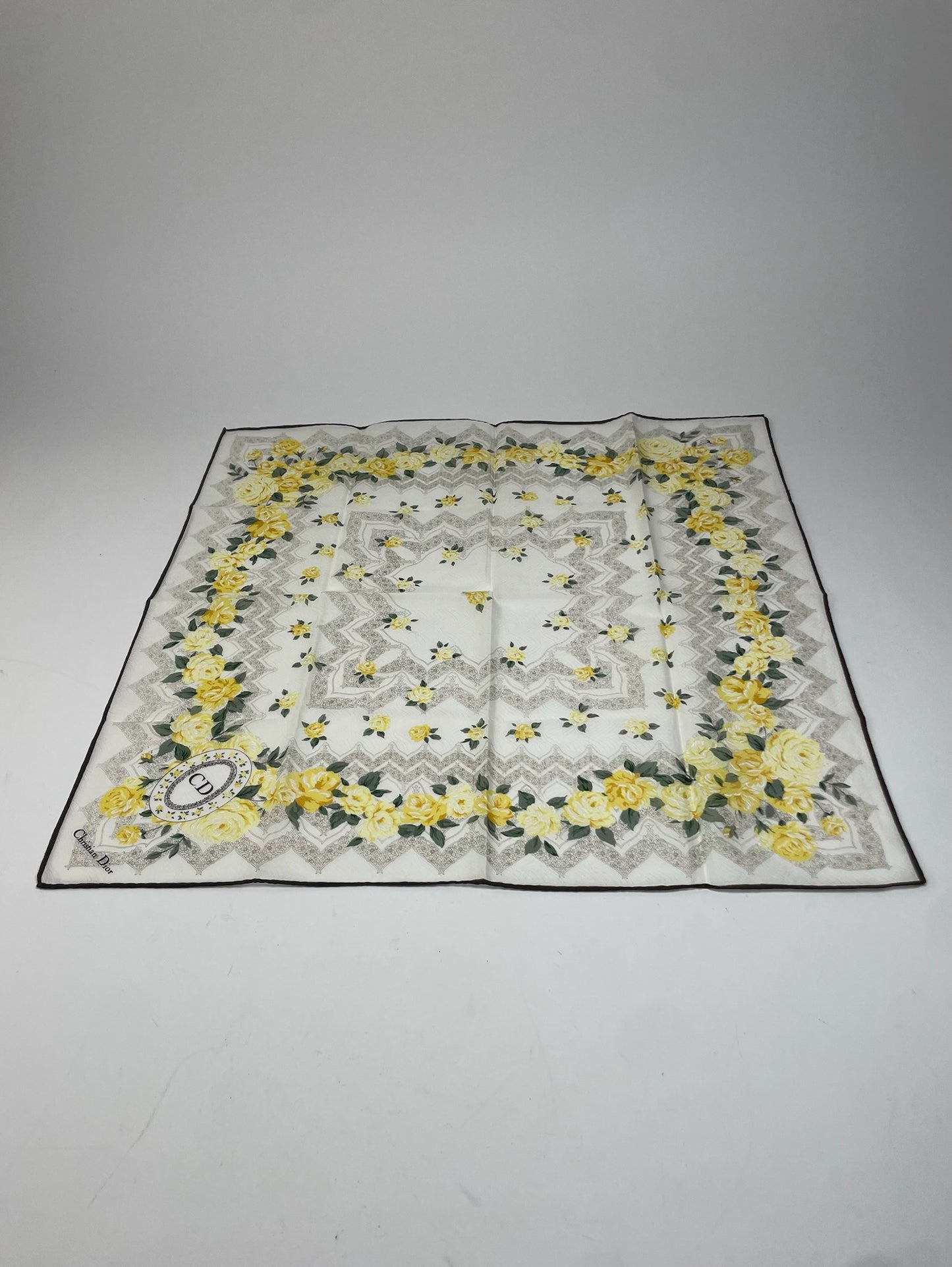 Vintage Dior Scarf White Grey Yellow