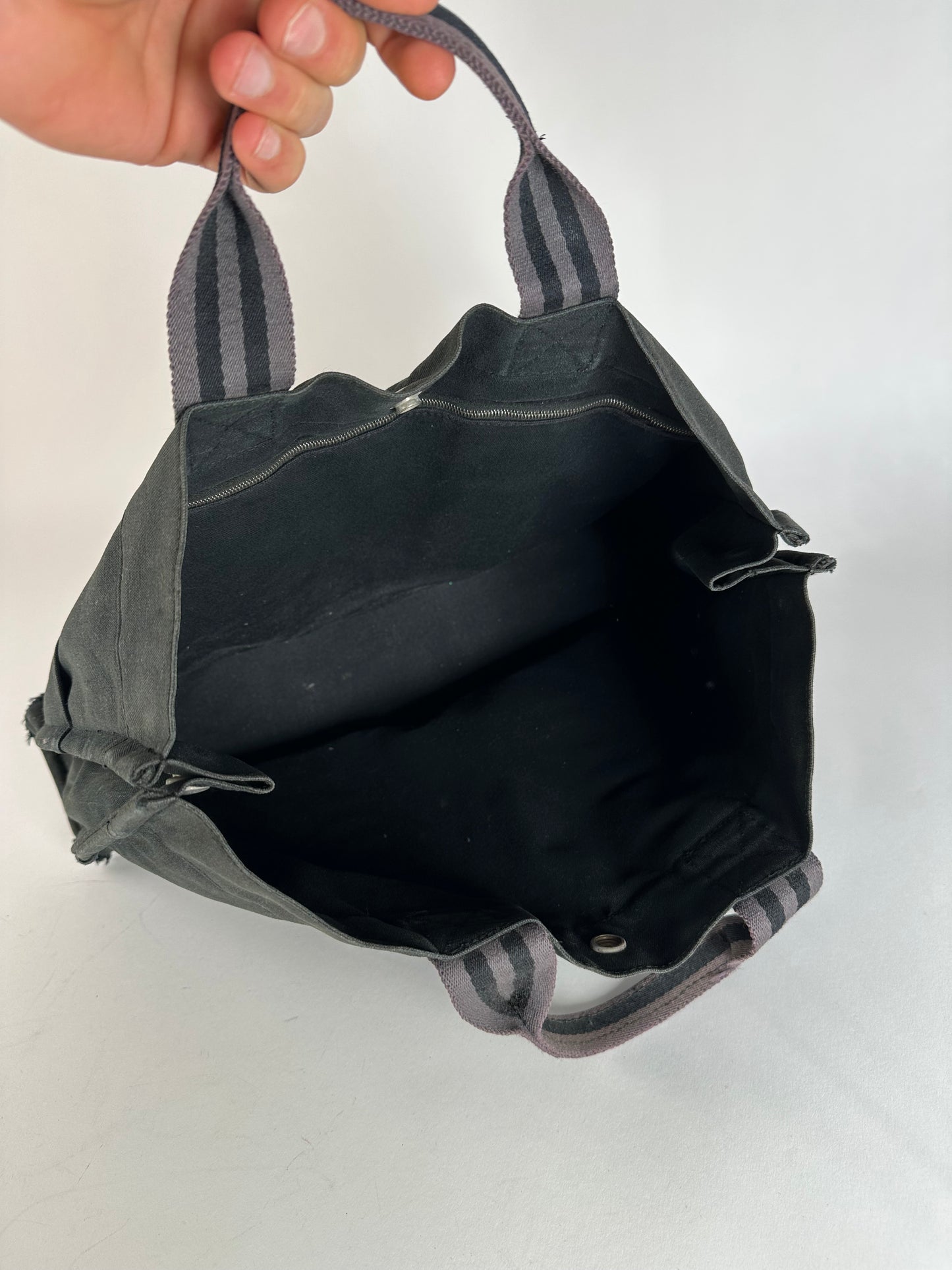 Vintage Hermes Canvas Tote Bag Black
