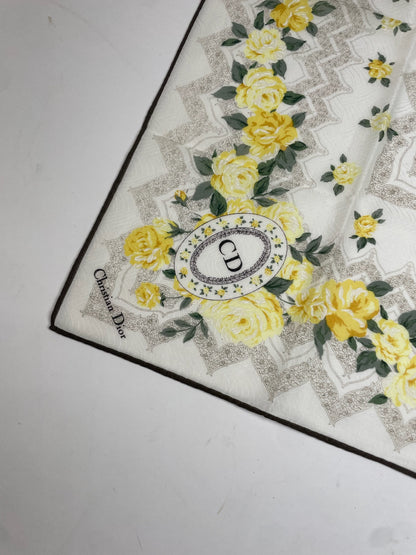 Vintage Dior Scarf White Grey Yellow