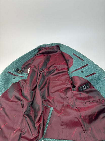 Vintage Balenciaga Teal Textured Alligator Pattern Blazer L