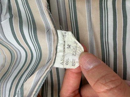 Vintage Balenciaga Men's Striped Cotton Shirt Cream Pink Green L