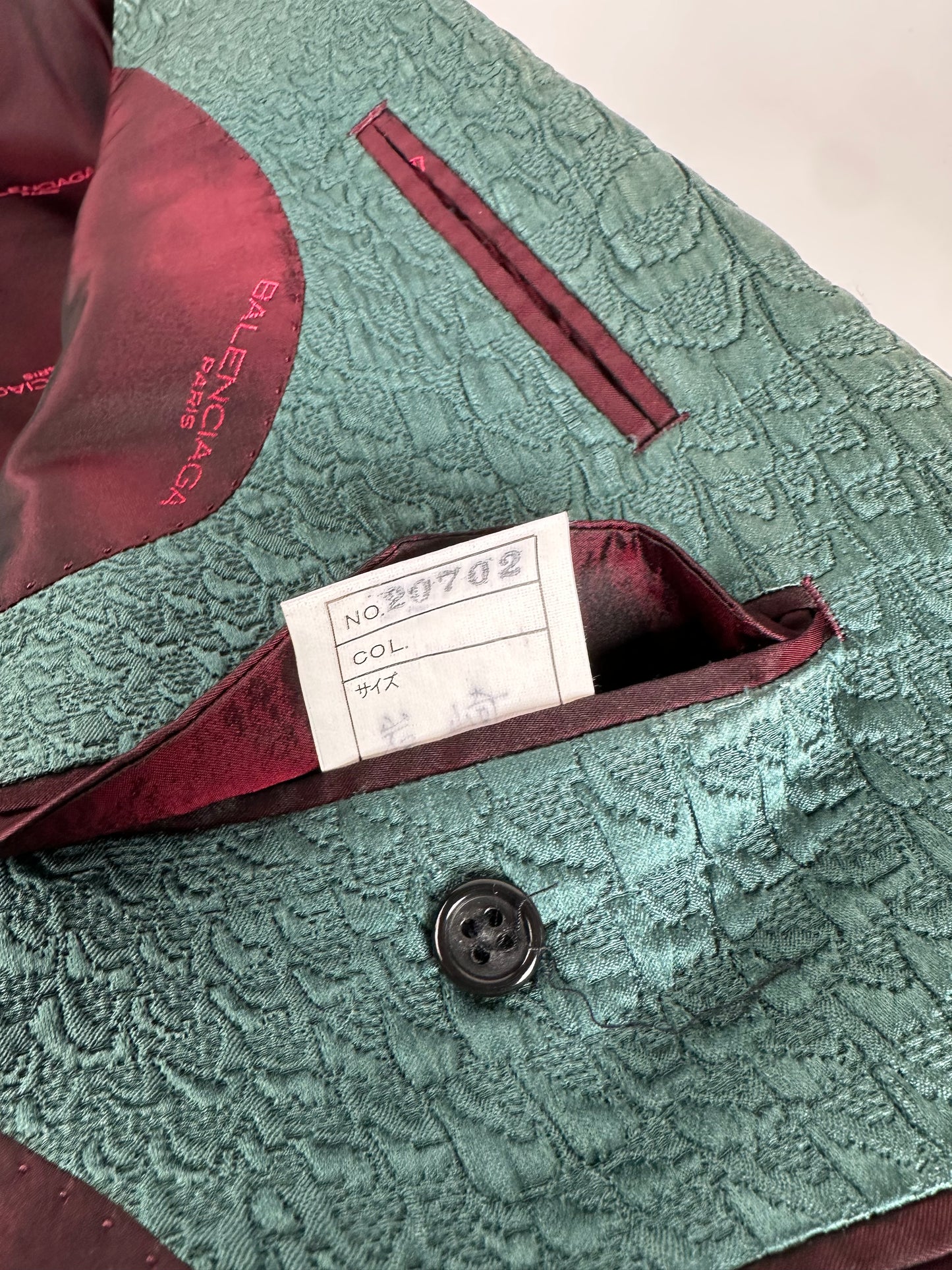Vintage Balenciaga Teal Textured Alligator Pattern Blazer L