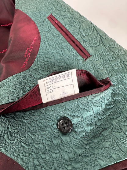 Vintage Balenciaga Teal Textured Alligator Pattern Blazer L