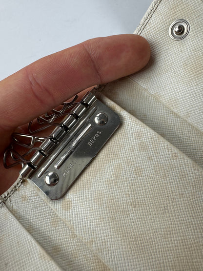 Vintage Prada Triangle Leather Key/Card Holder White