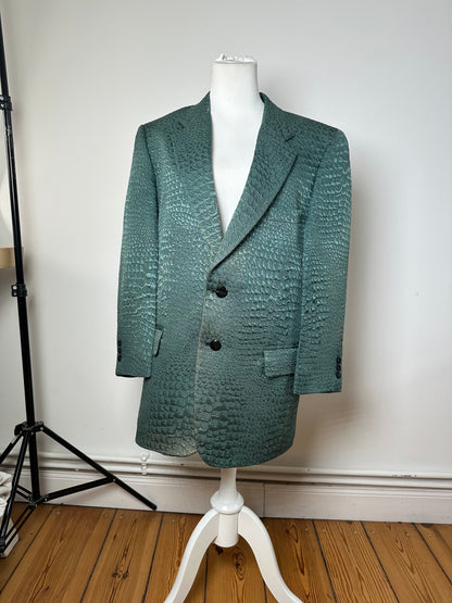 Vintage Balenciaga Teal Textured Alligator Pattern Blazer L