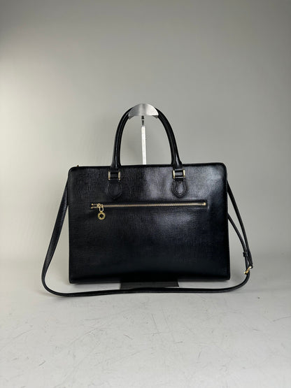 Vintage Courreges Textured Leather Tote Black Gold