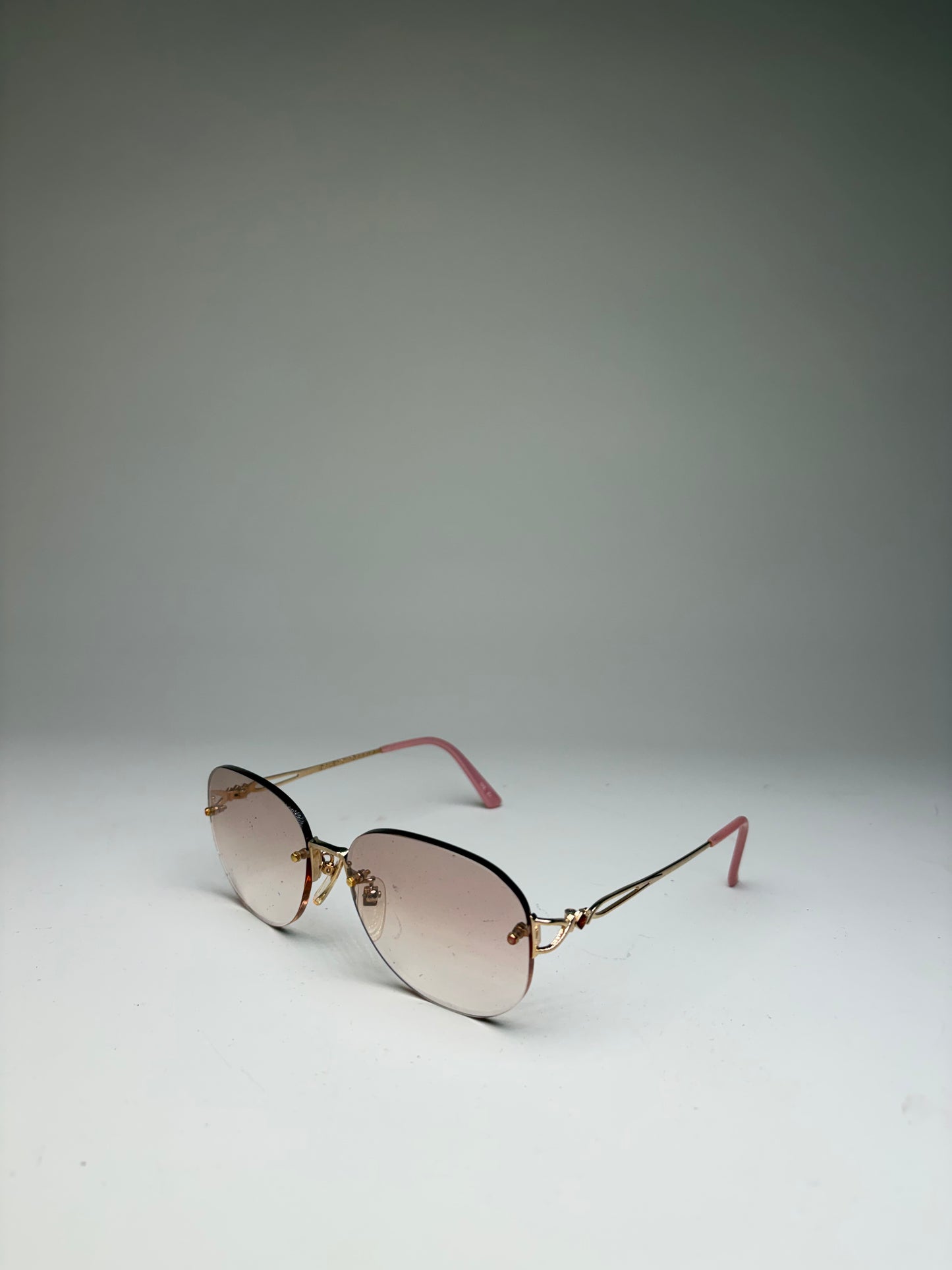 Vintage Balenciaga Metal Sunglasses Brown Gradient Pink Gold