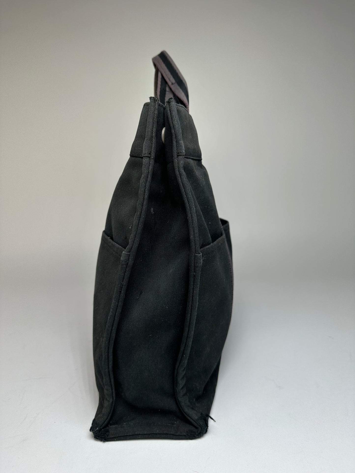 Vintage Hermes Canvas Tote Bag Black