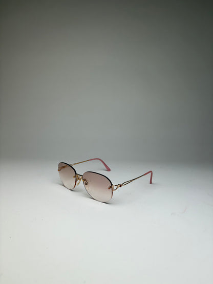 Vintage Balenciaga Metal Sunglasses Brown Gradient Pink Gold