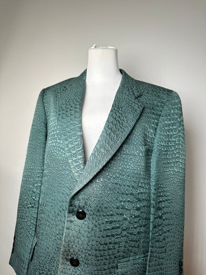 Vintage Balenciaga Teal Textured Alligator Pattern Blazer L