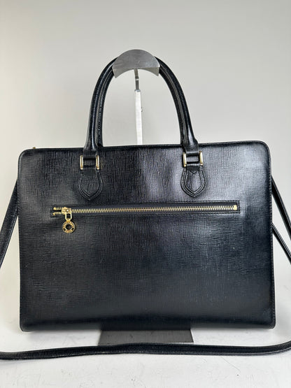 Vintage Courreges Textured Leather Tote Black Gold