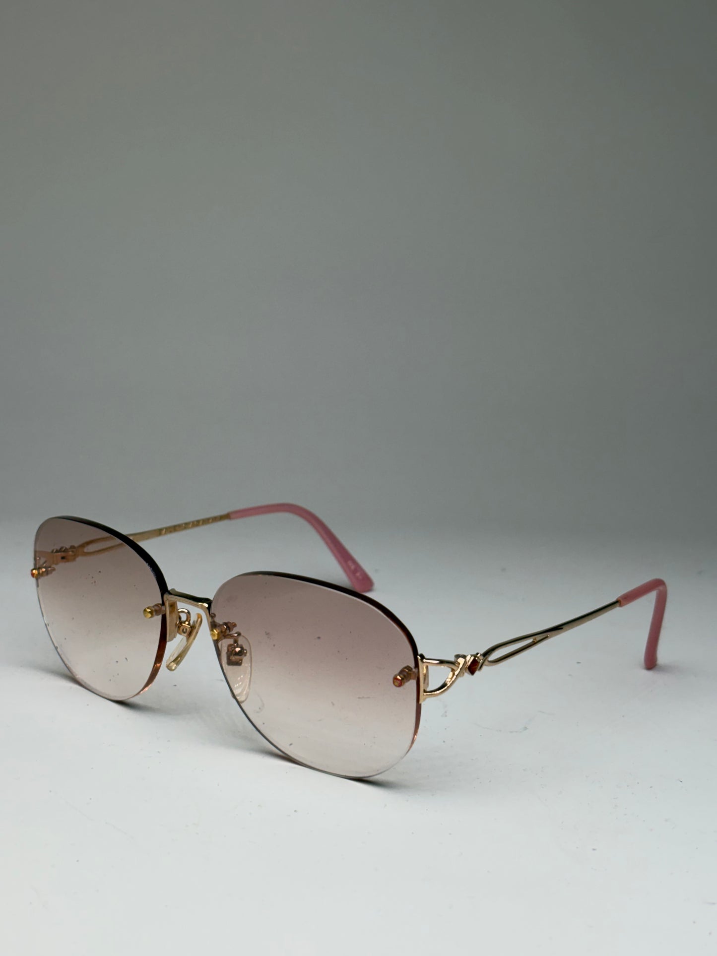 Vintage Balenciaga Metal Sunglasses Brown Gradient Pink Gold