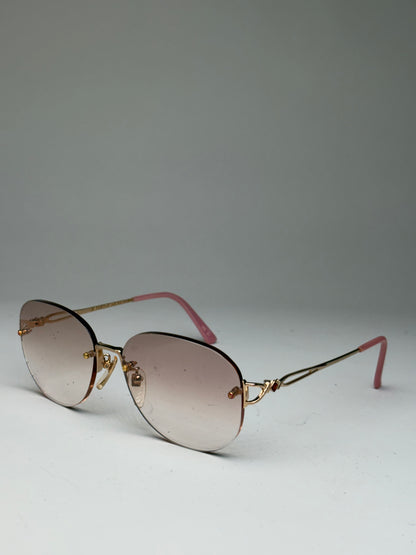 Vintage Balenciaga Metal Sunglasses Brown Gradient Pink Gold