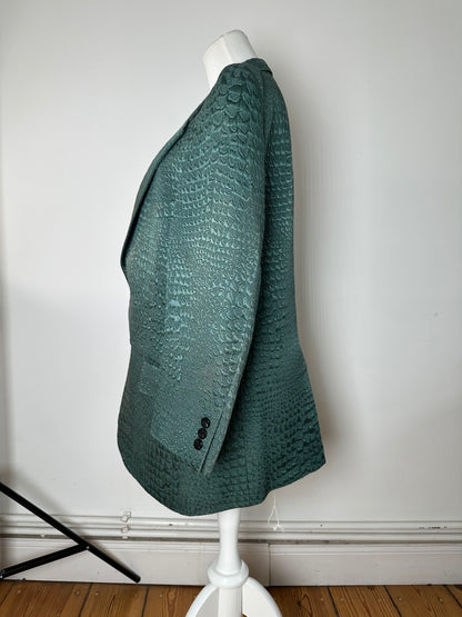 Vintage Balenciaga Teal Textured Alligator Pattern Blazer L