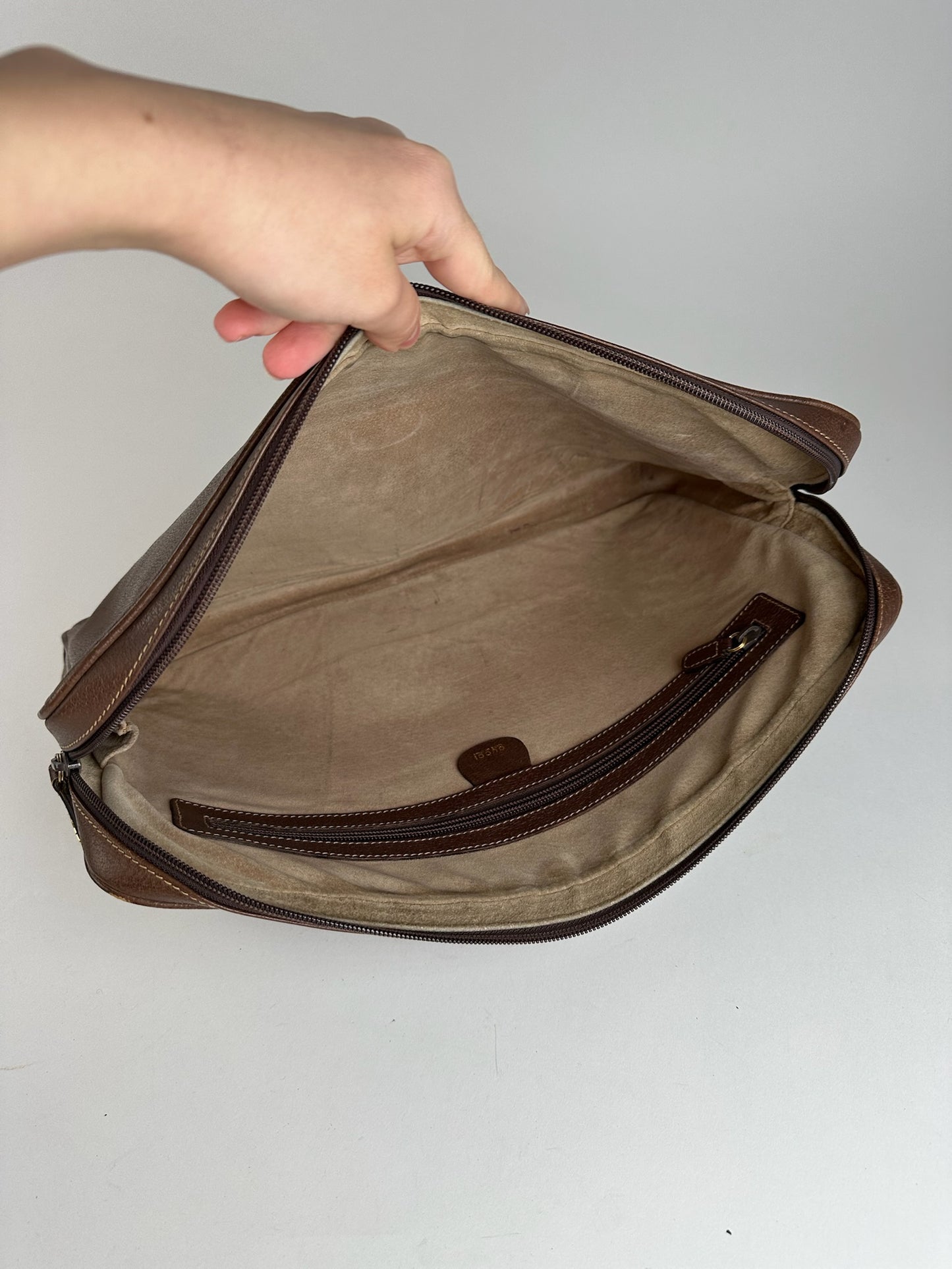 Pochette Gucci vintage en cuir marron