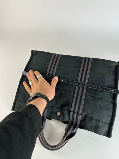 Vintage Hermes Canvas Tote Bag Black
