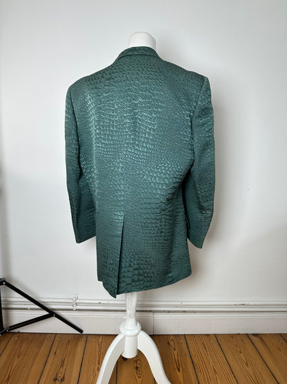 Vintage Balenciaga Teal Textured Alligator Pattern Blazer L