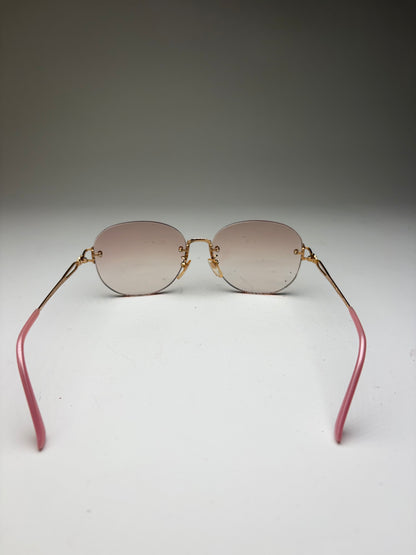 Vintage Balenciaga Metal Sunglasses Brown Gradient Pink Gold