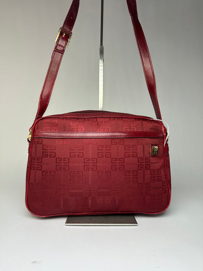 Vintage Givenchy 4G Logo Flap Crossbody Bag Late 1990s Red