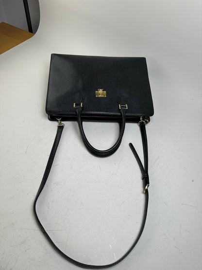 Vintage Courreges Textured Leather Tote Black Gold