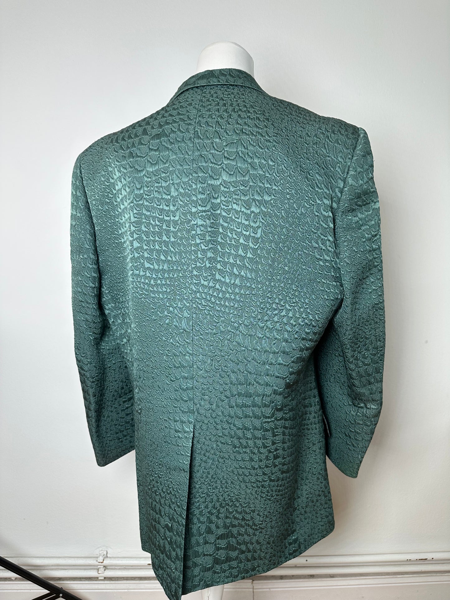 Vintage Balenciaga Teal Textured Alligator Pattern Blazer L