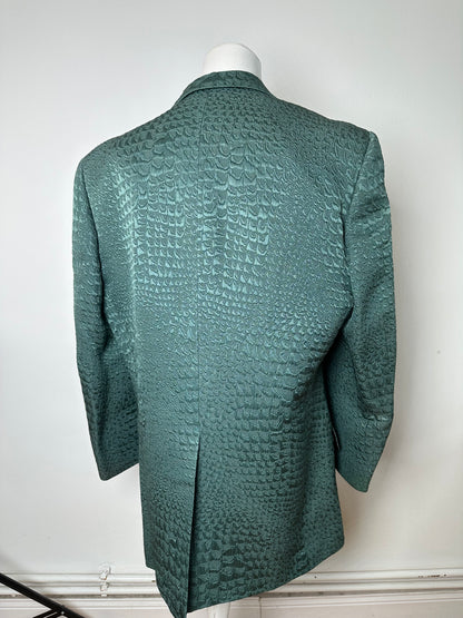 Vintage Balenciaga Teal Textured Alligator Pattern Blazer L