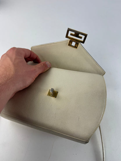 Vintage Givenchy GV3 Leather Crossbody / Shoulder Bag White