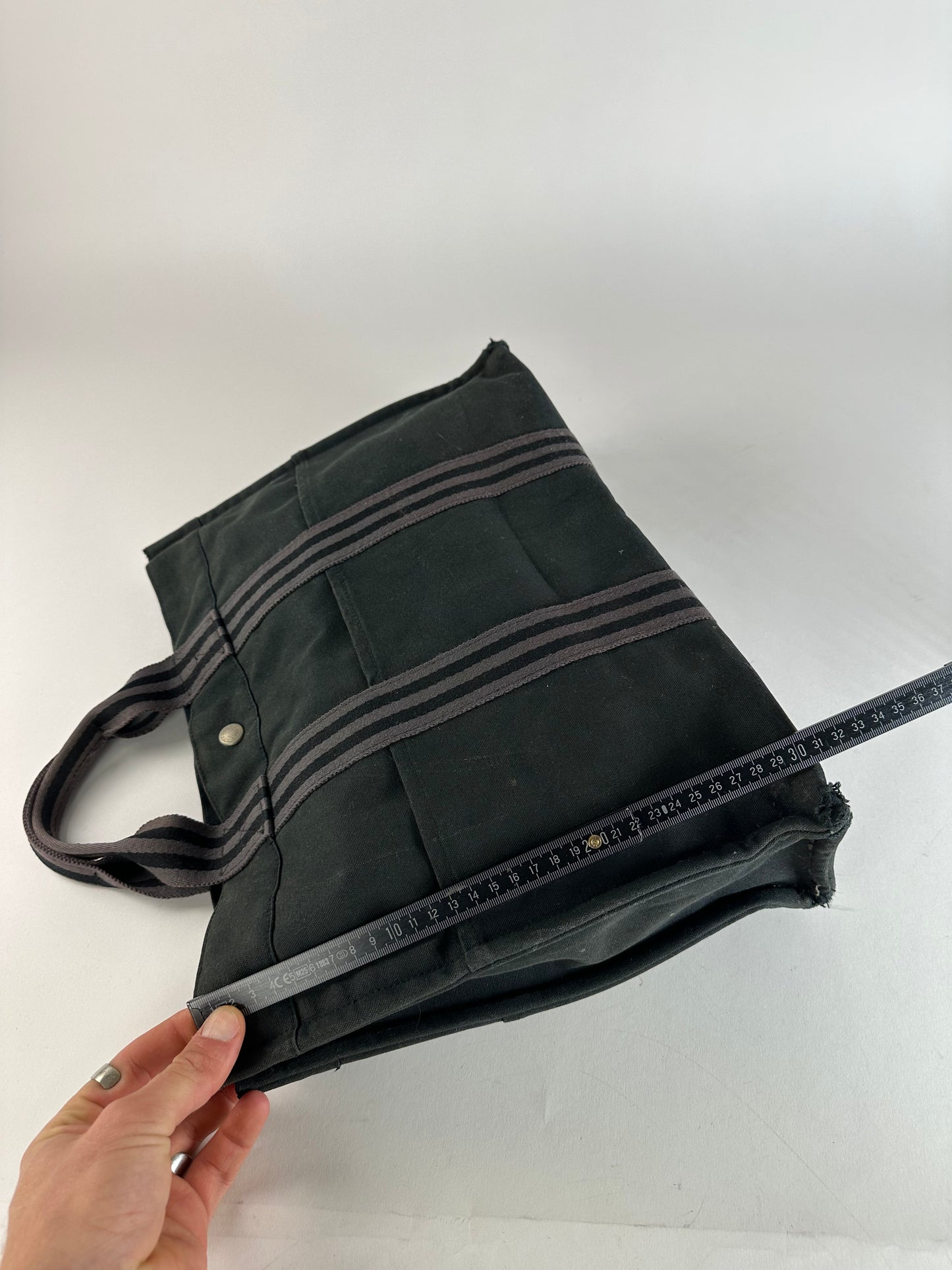 Vintage Hermes Canvas Tote Bag Black