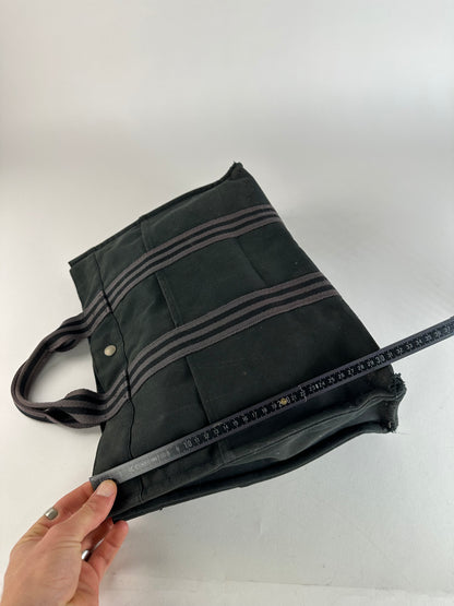 Vintage Hermes Canvas Tote Bag Black