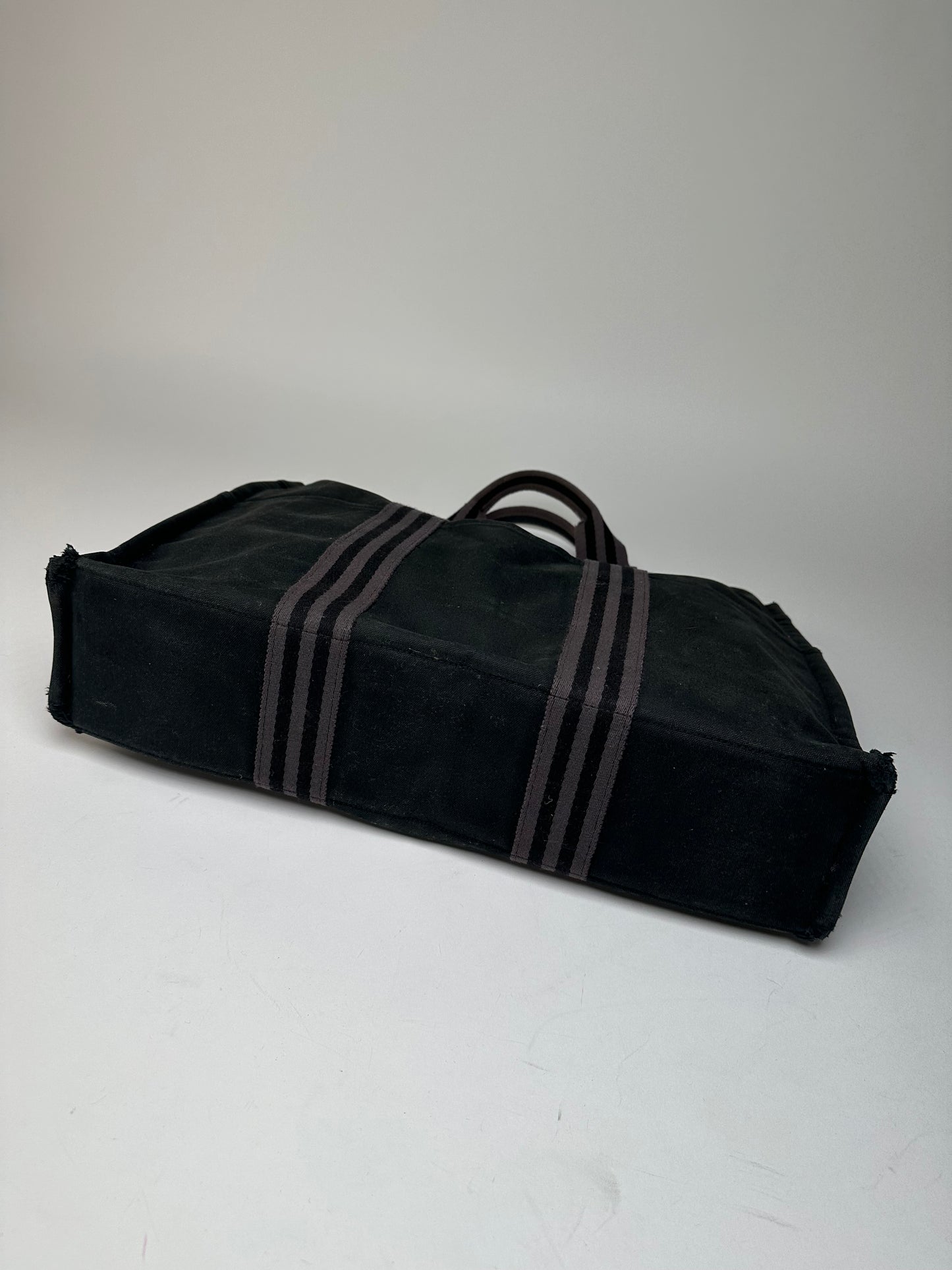 Vintage Hermes Canvas Tote Bag Black