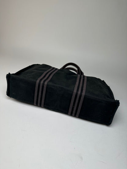 Vintage Hermes Canvas Tote Bag Black