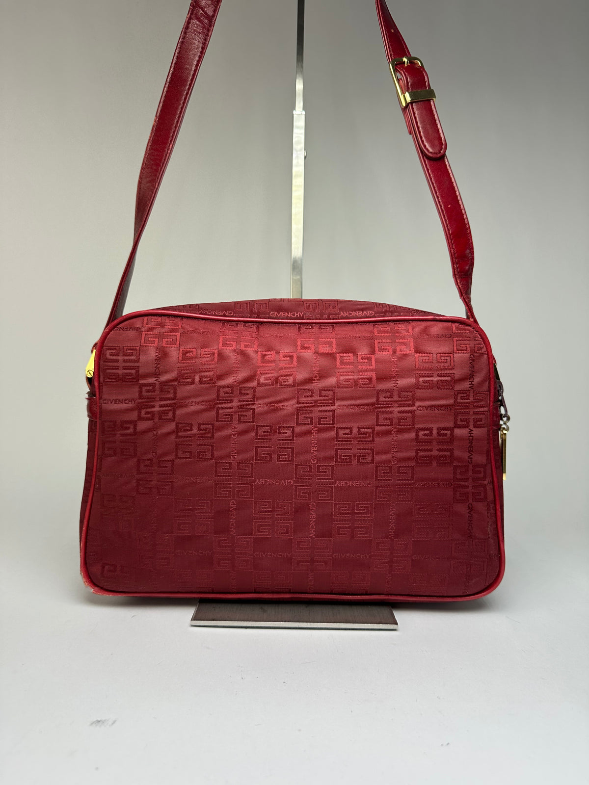Vintage Givenchy 4G Logo Flap Crossbody Bag Late 1990s Red