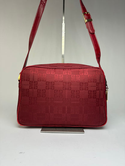 Vintage Givenchy 4G Logo Flap Crossbody Bag Late 1990s Red