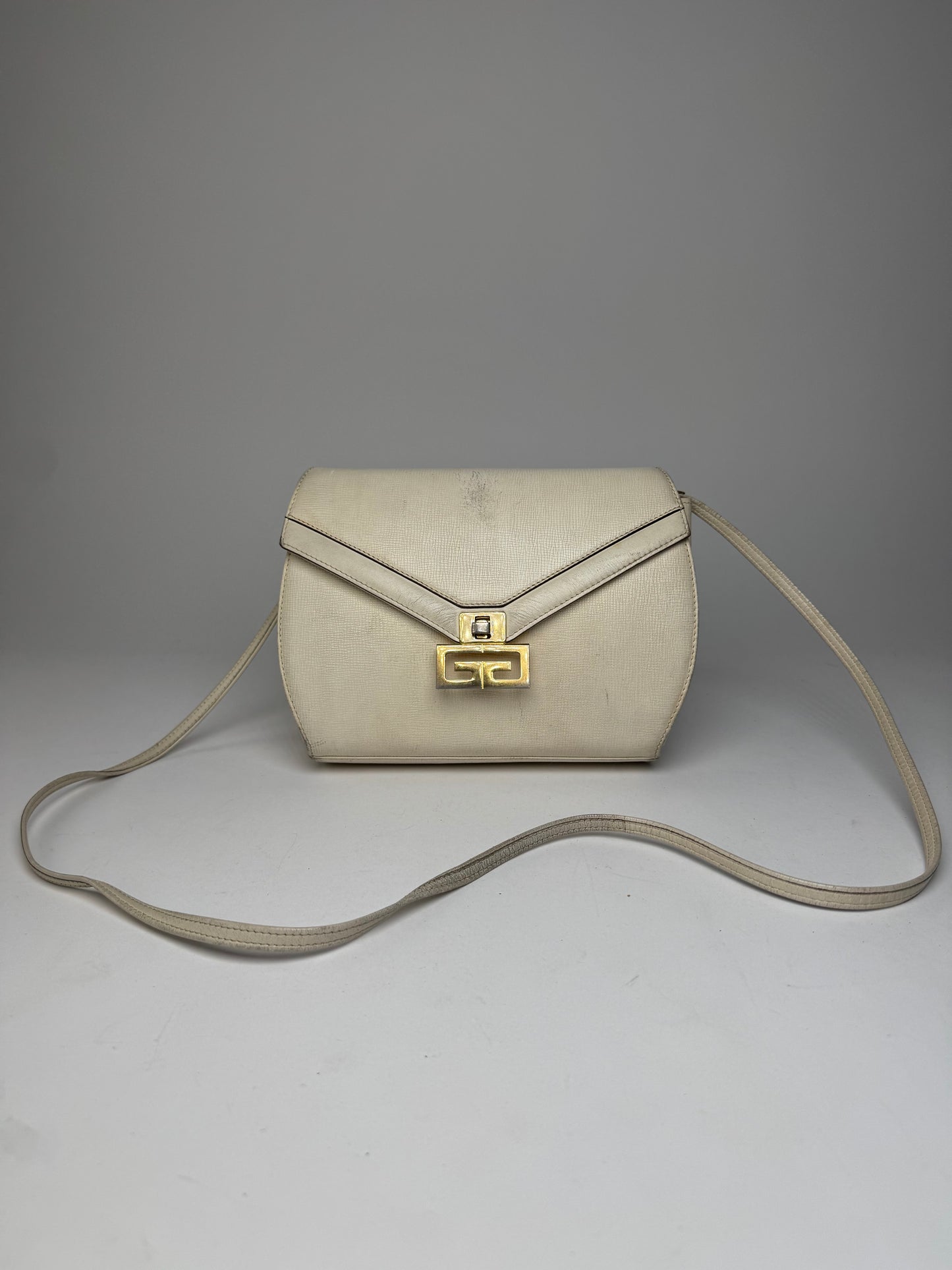 Vintage Givenchy GV3 Leather Crossbody / Shoulder Bag White