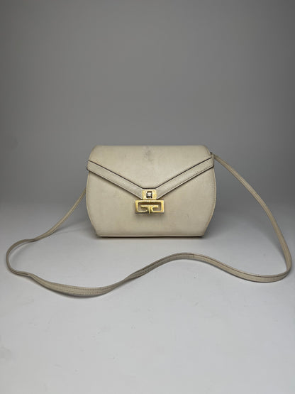 Vintage Givenchy GV3 Leather Crossbody / Shoulder Bag White