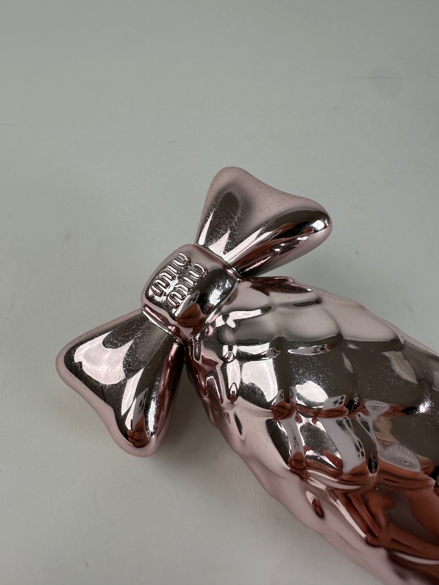 Miu Miu Pink Metal Bow-Shaped Decorative Object