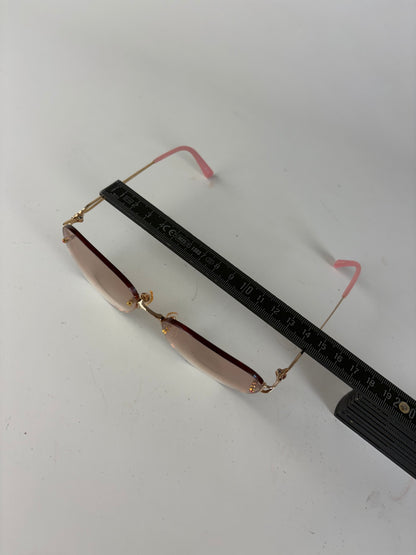 Vintage Balenciaga Metal Sunglasses Brown Gradient Pink Gold