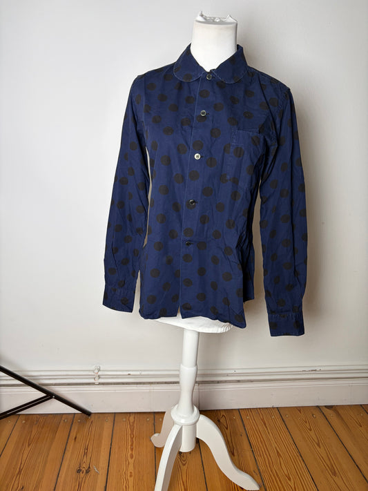 Vintage Comme Des Garcons Dot Pattern Cotton Shirt Navy Black S