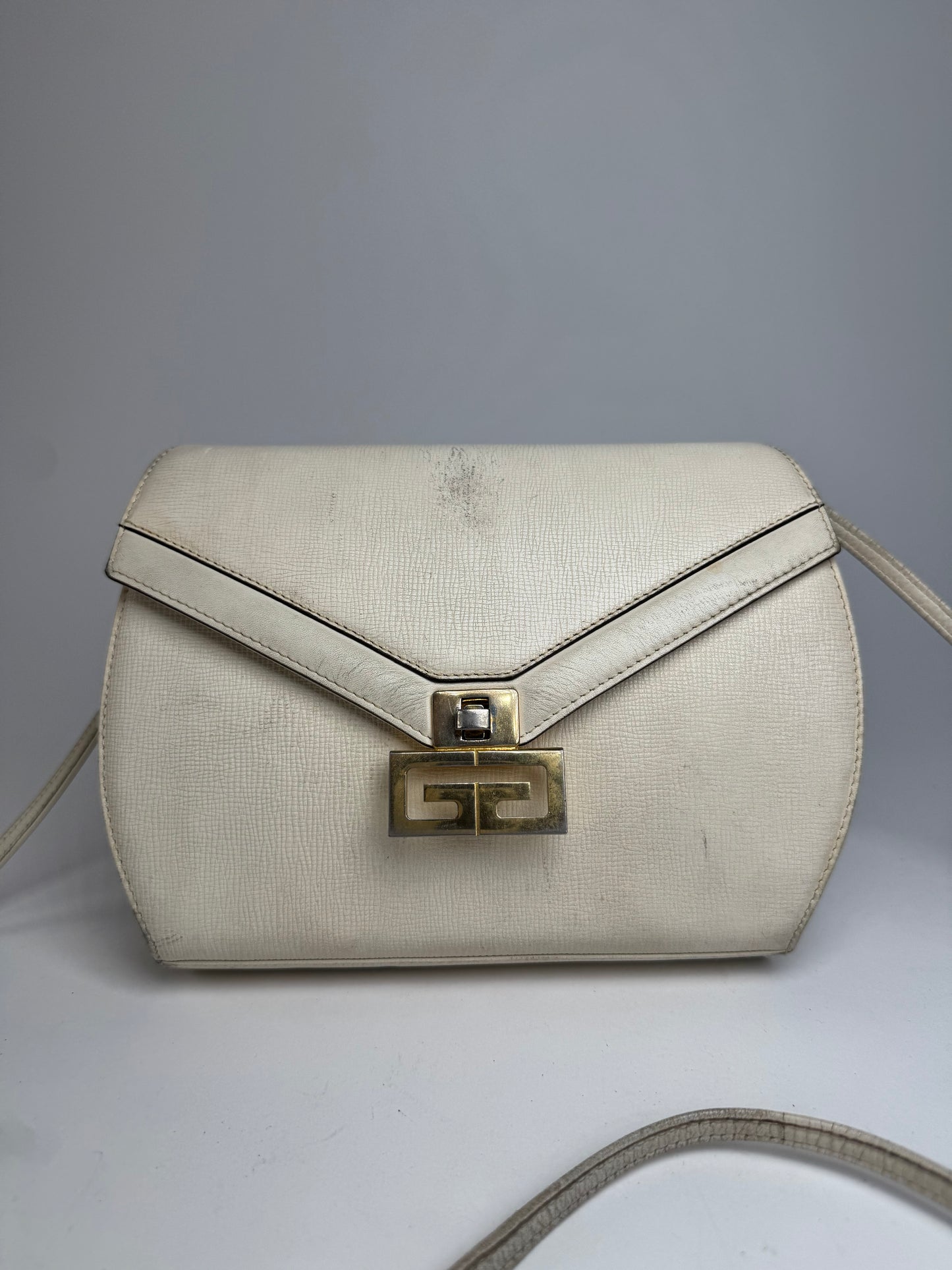 Vintage Givenchy GV3 Leather Crossbody / Shoulder Bag White