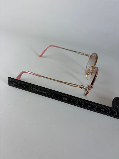 Vintage Balenciaga Metal Sunglasses Brown Gradient Pink Gold